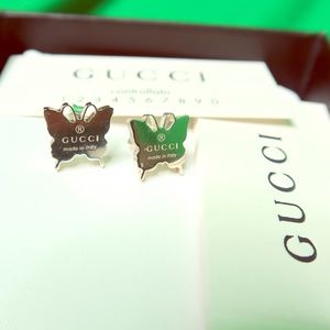 GUCCI Silver Butterfly AUTHENTIC Stud Earrings